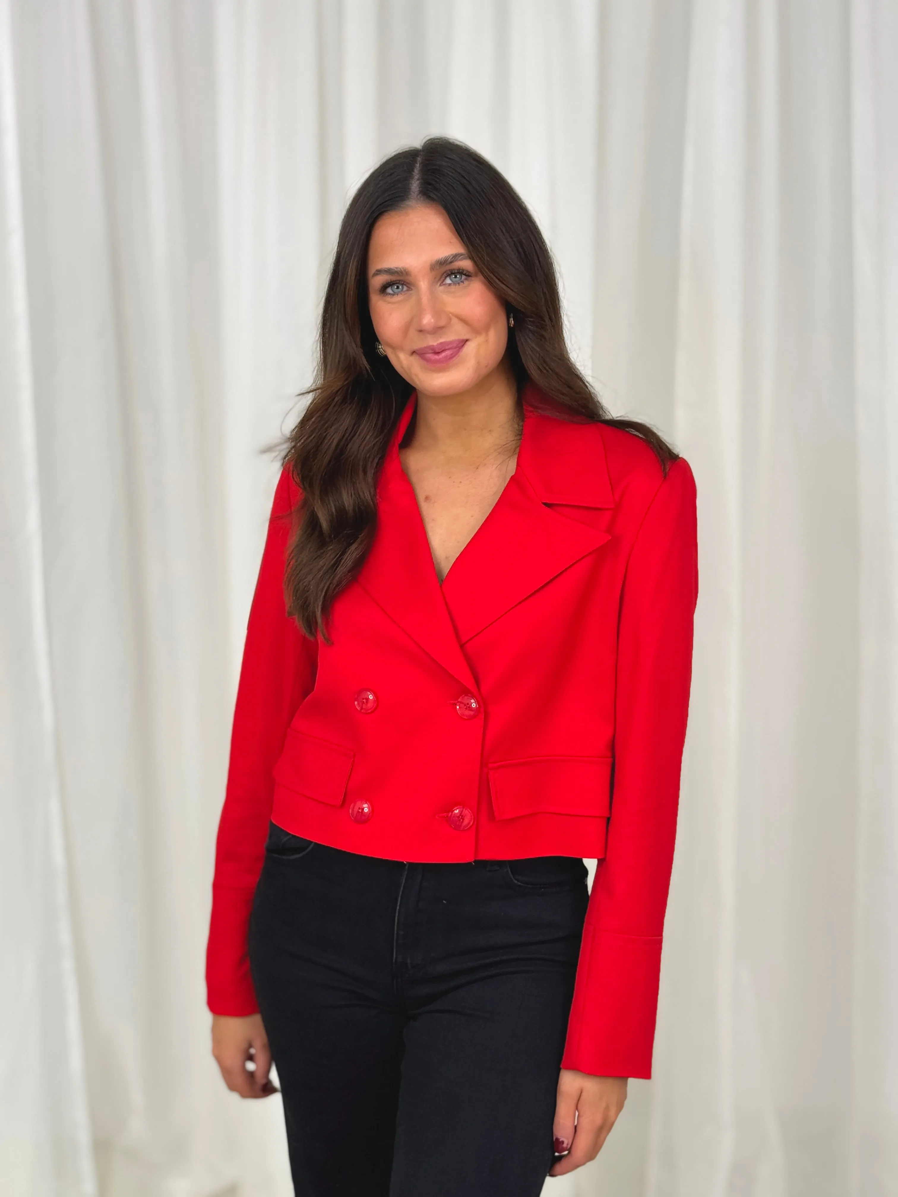 Alana Crop Blazer In Red