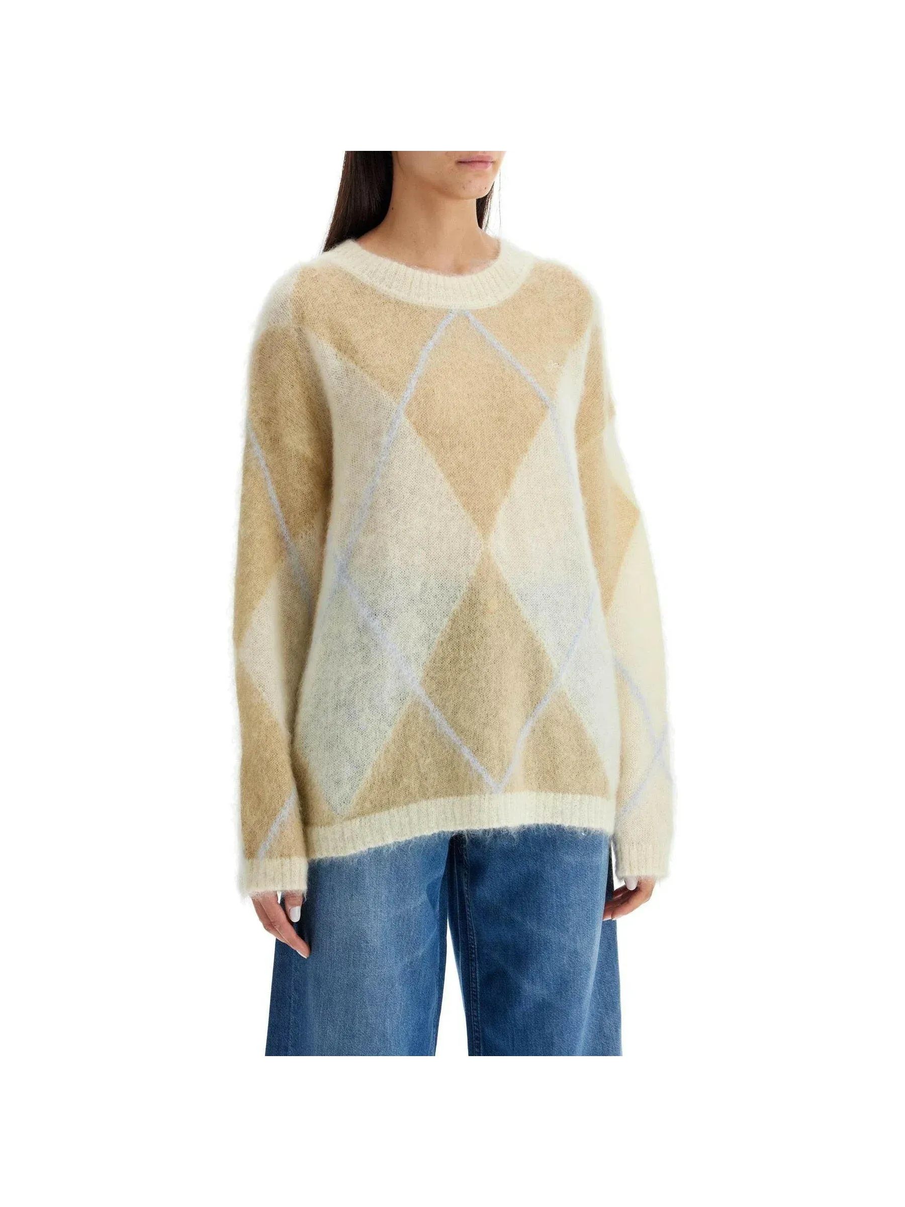 Argyle Mohair Oversized Sweater