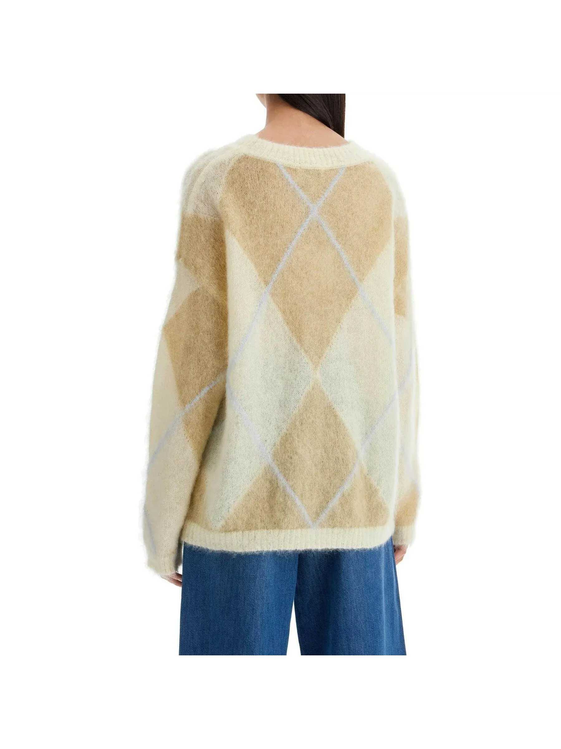 Argyle Mohair Oversized Sweater