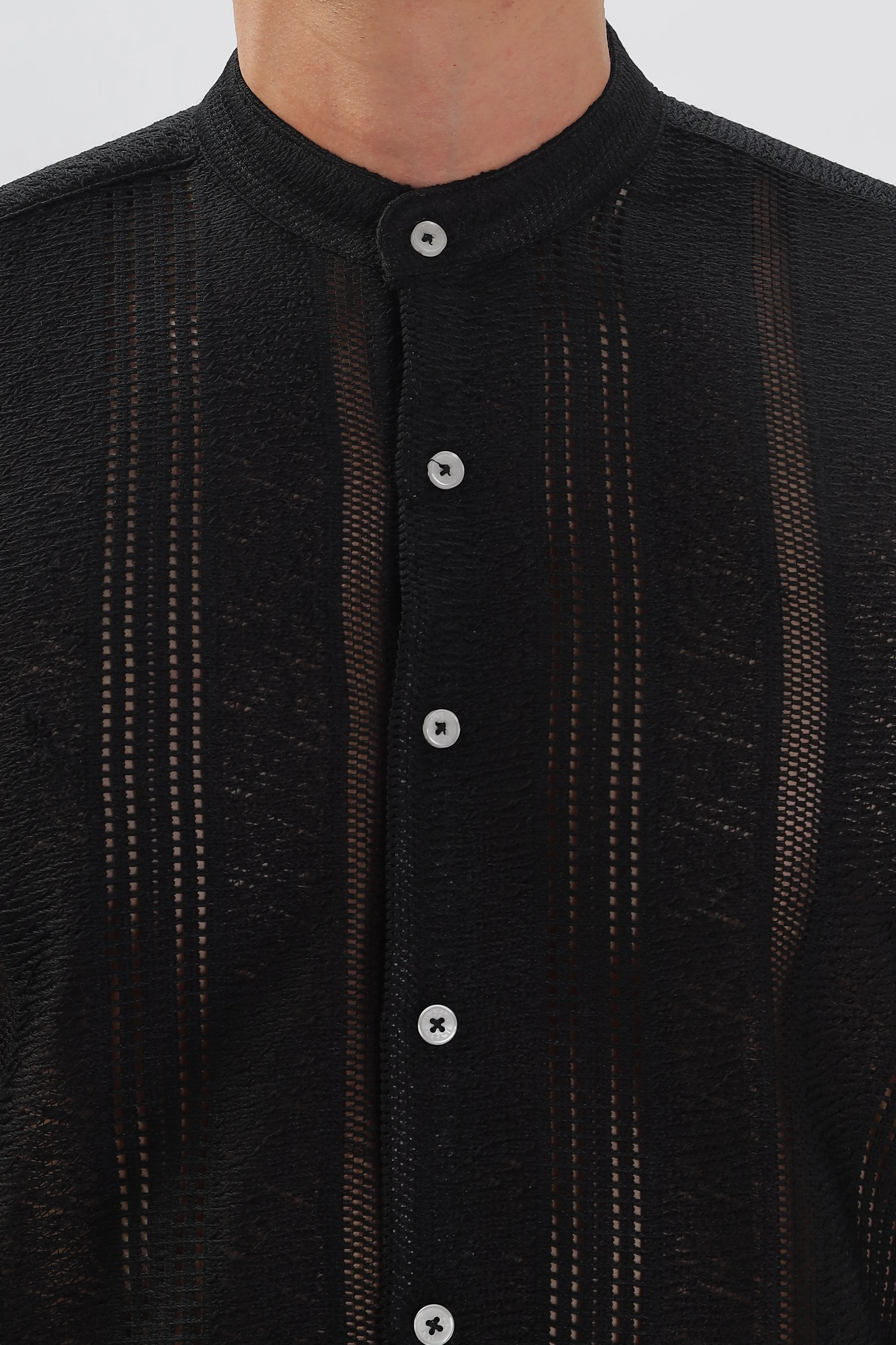 Black Jacquard Knit Shirt