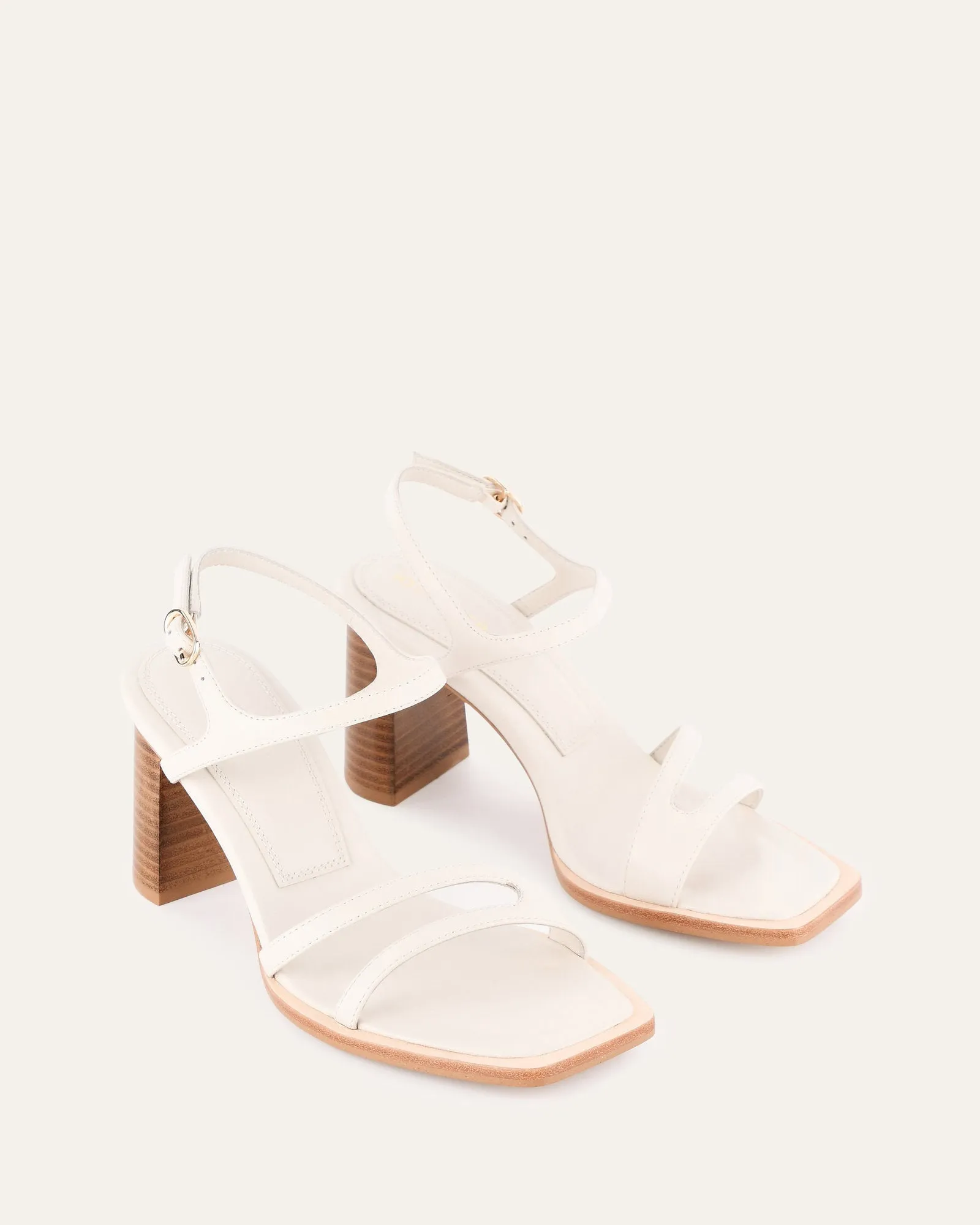 CASEY HIGH HEEL SANDAL OFF WHITE LEATHER