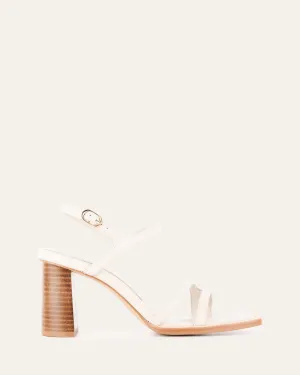 CASEY HIGH HEEL SANDAL OFF WHITE LEATHER