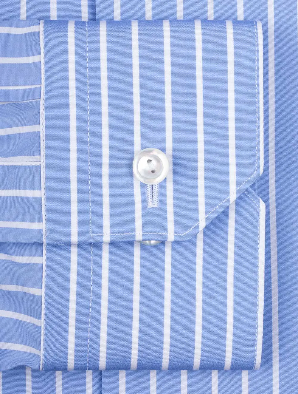 Contrast Collar Stripe Shirt Blue