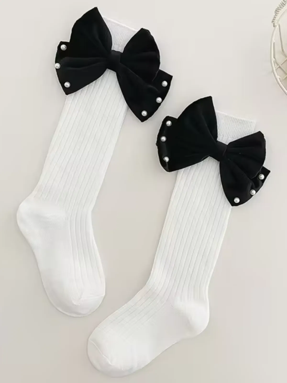 Elegant Pearl & Big Bowknot Princess Socks