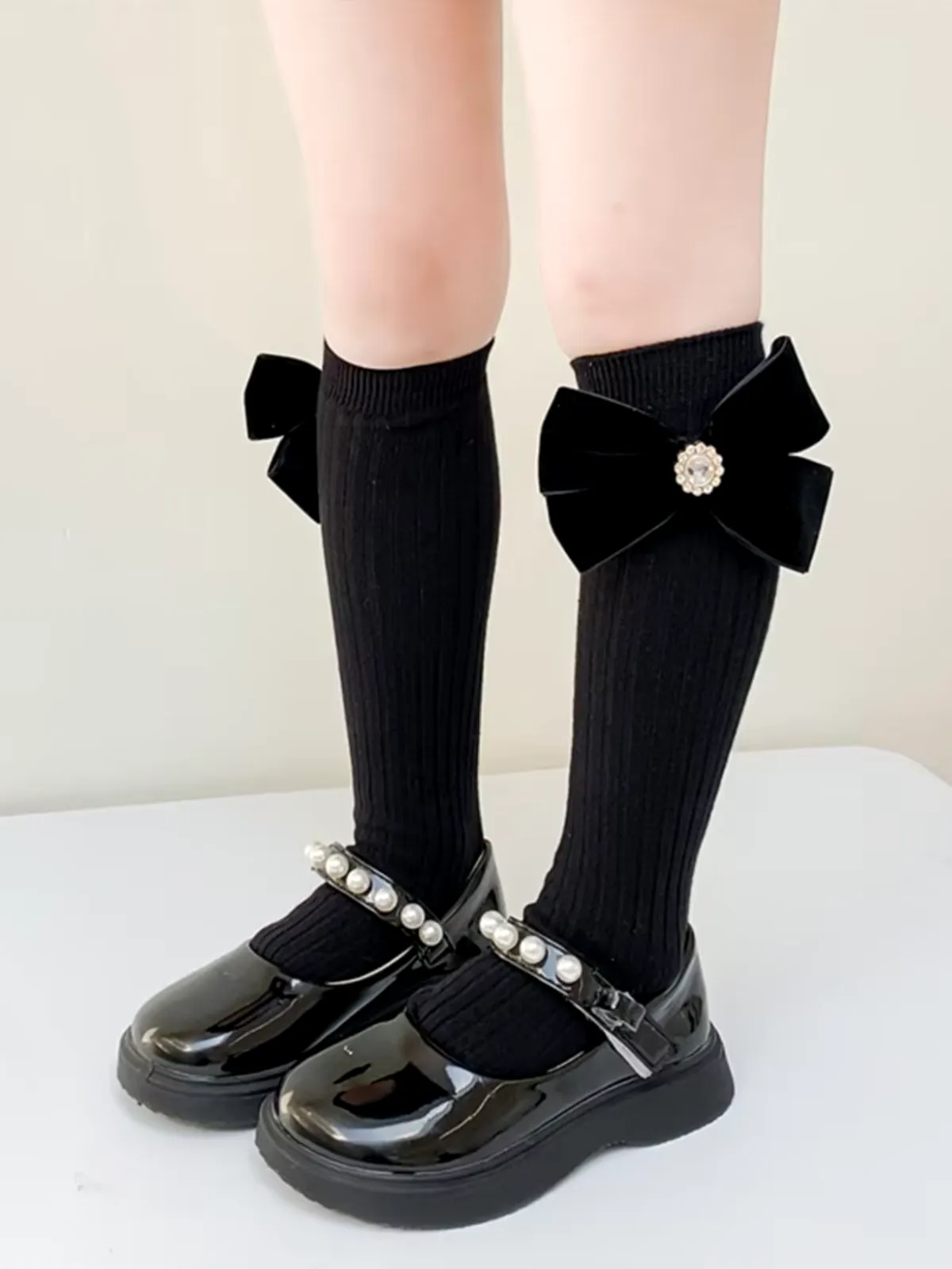 Elegant Pearl & Big Bowknot Princess Socks