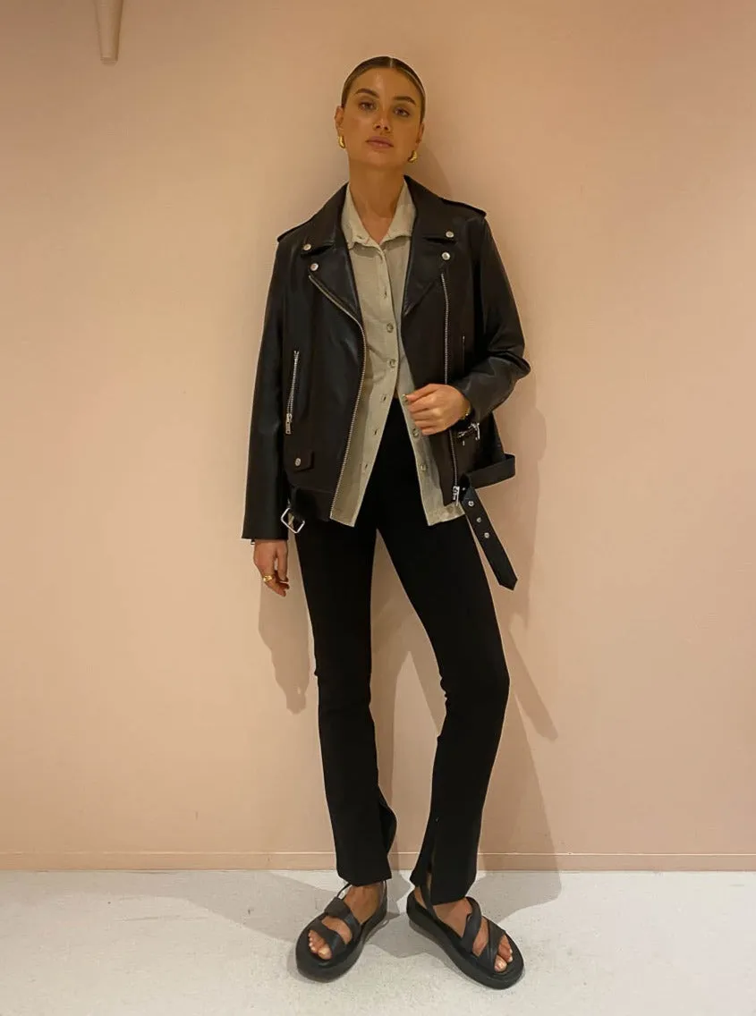 Ena Pelly Oversized New Yorker Biker Jacket in Black/Silver