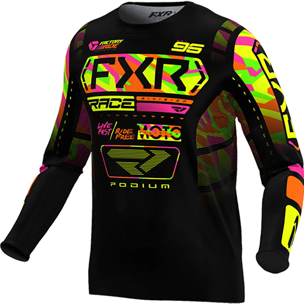 FXR Podium MX Offroad Jersey Sherbet Camo Black