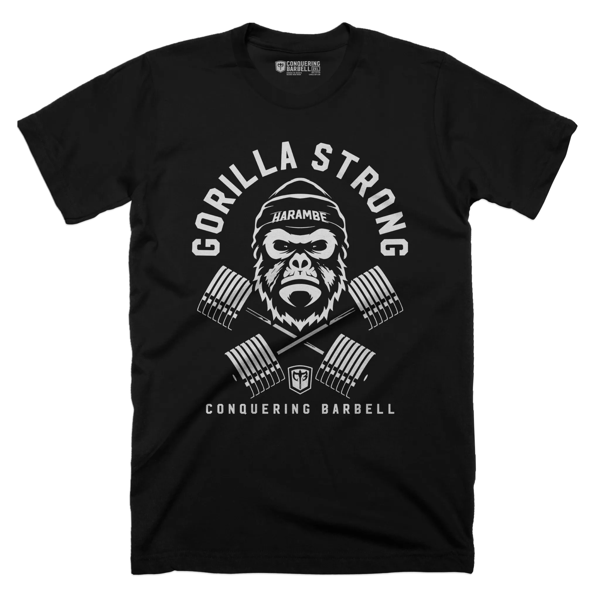 Gorilla Strong - Strong like Harambe - on Black Tee