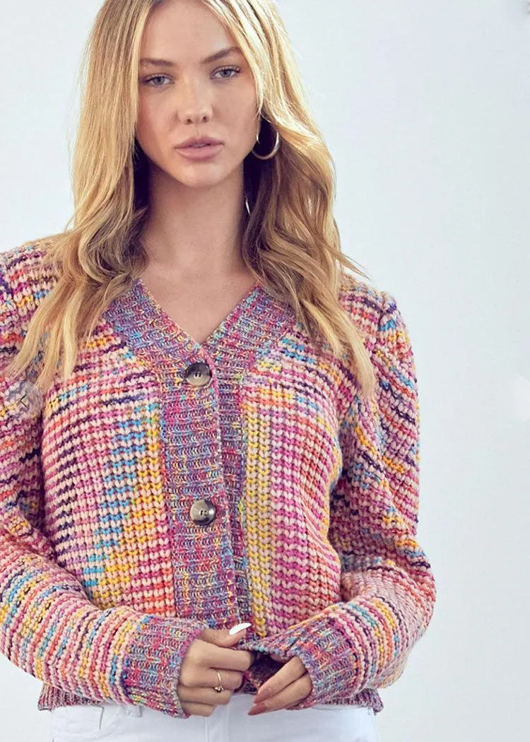 Greta Puff Sleeve Cardigan- Rainbow***FINAL SALE***