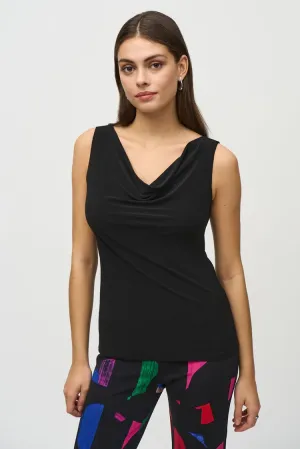 Joseph Ribkoff Black Silky Knit Cowl Neck Camisole