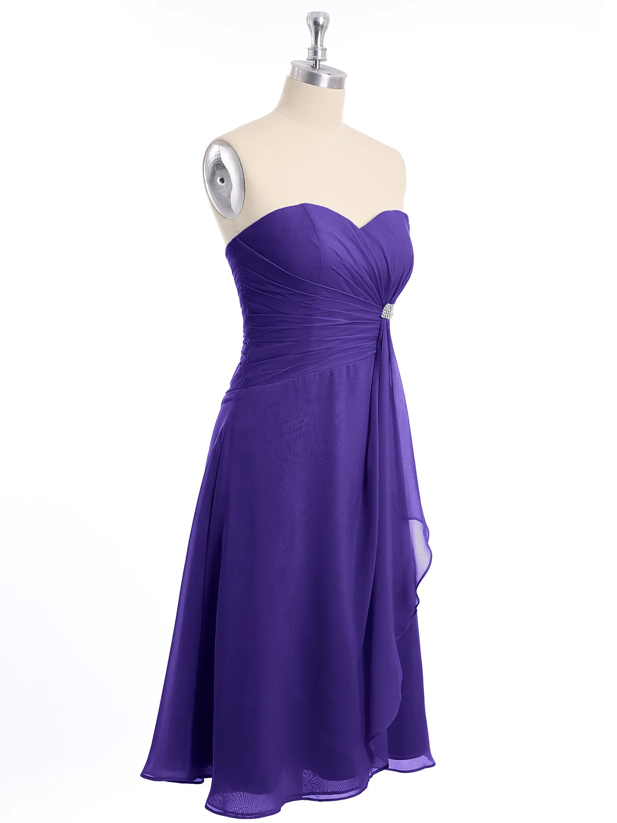 Knee Length Chiffon Dress with Sweetheart Neck-Regency Plus Size