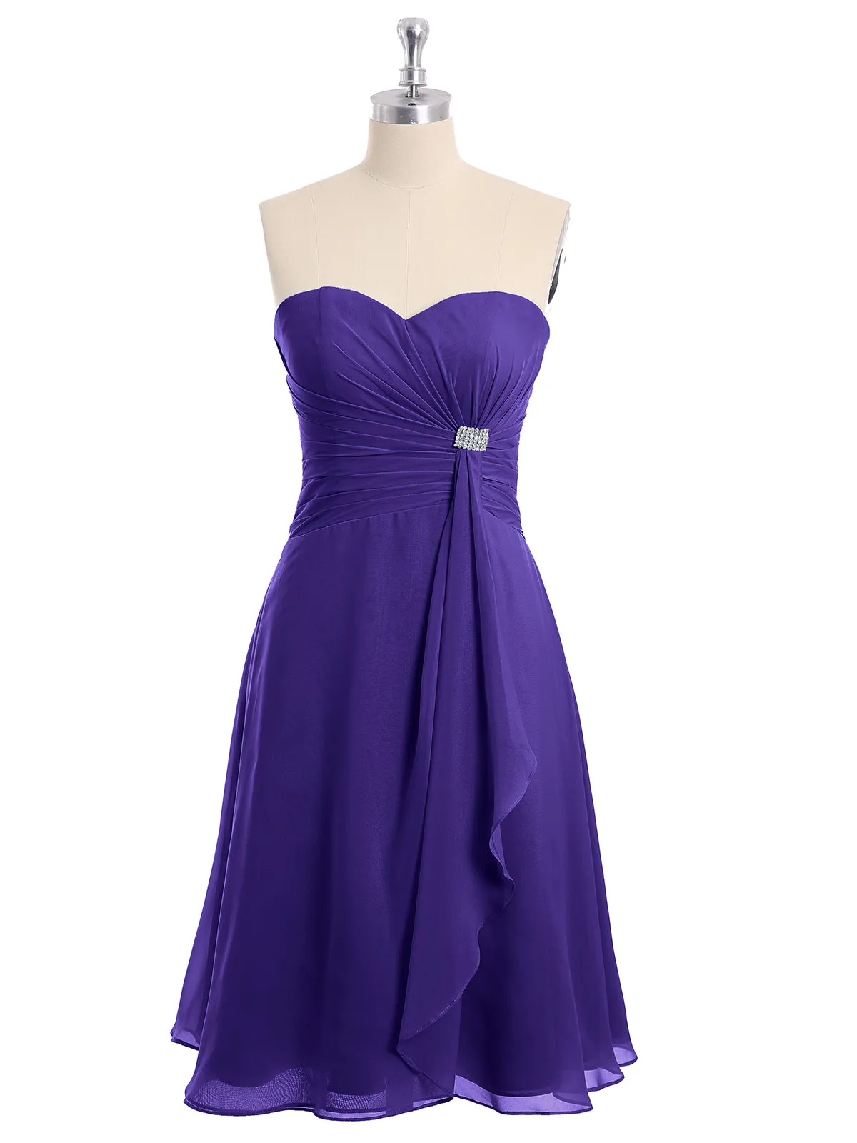 Knee Length Chiffon Dress with Sweetheart Neck-Regency Plus Size