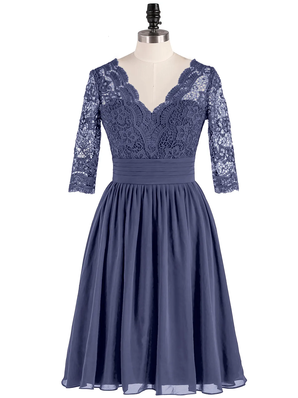 Lace and Chiffon Short Dress with Half Sleeves Stormy