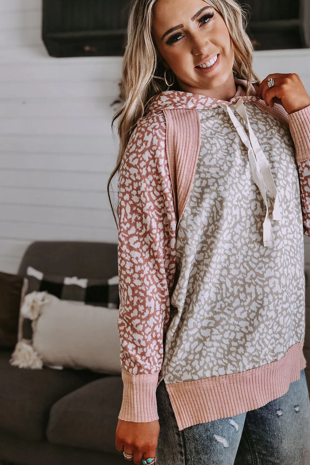 Leopard Long Sleeve Hooded Sweatshirt