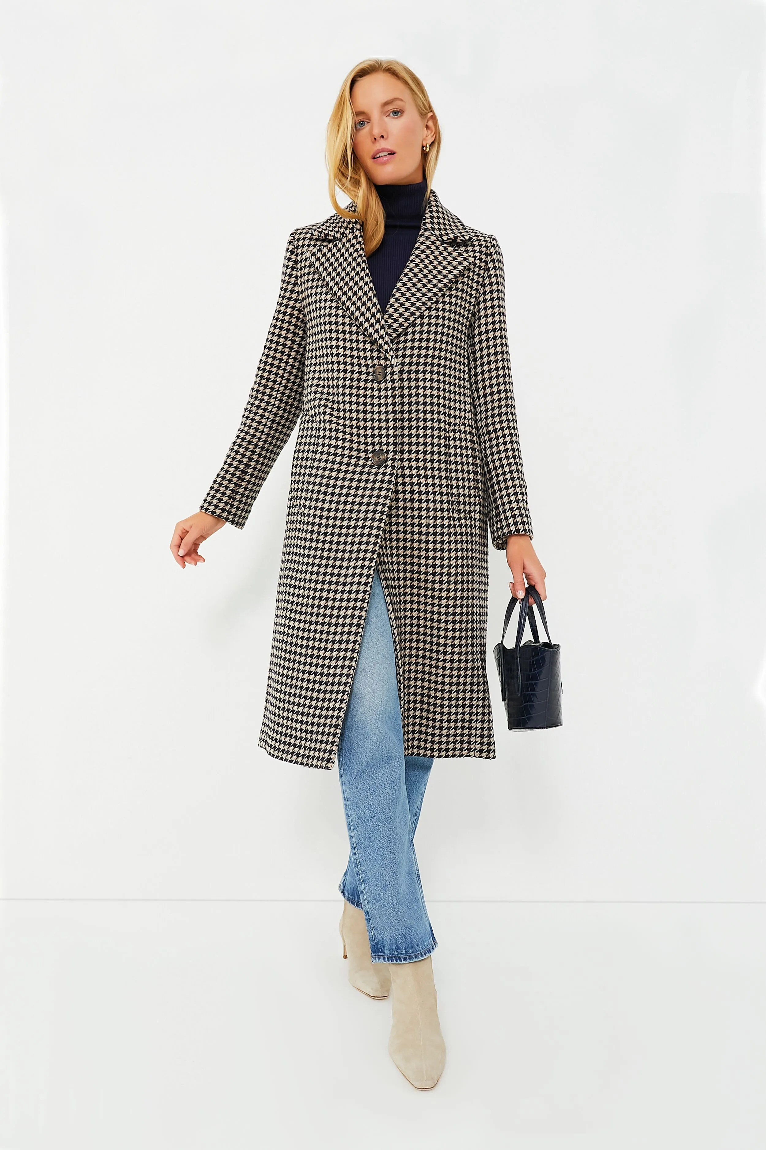 Light Fawn Houndstooth Angelina Wool Jacket