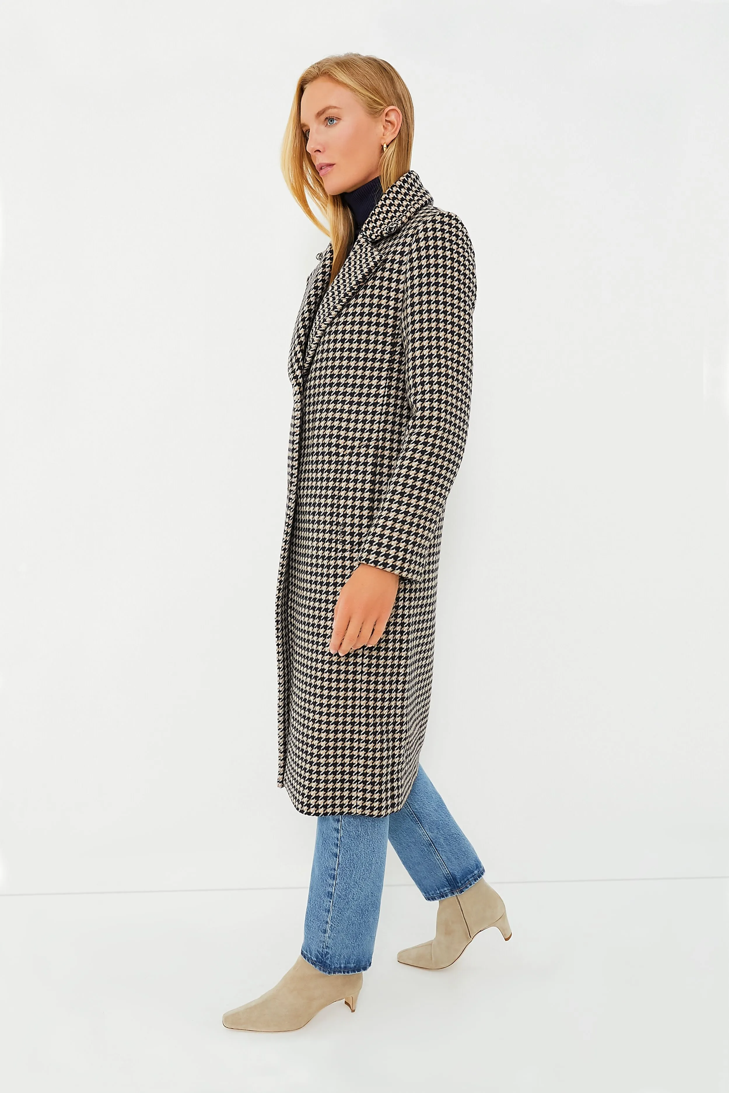 Light Fawn Houndstooth Angelina Wool Jacket