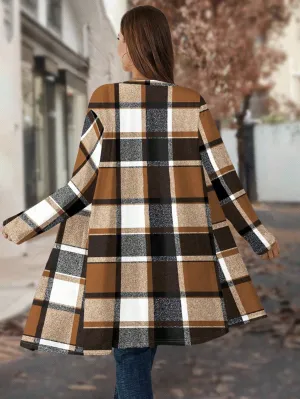 Light jacket for autumn|Plus Size Casual Vintage Plaid Lightweight Jacket For Autumn