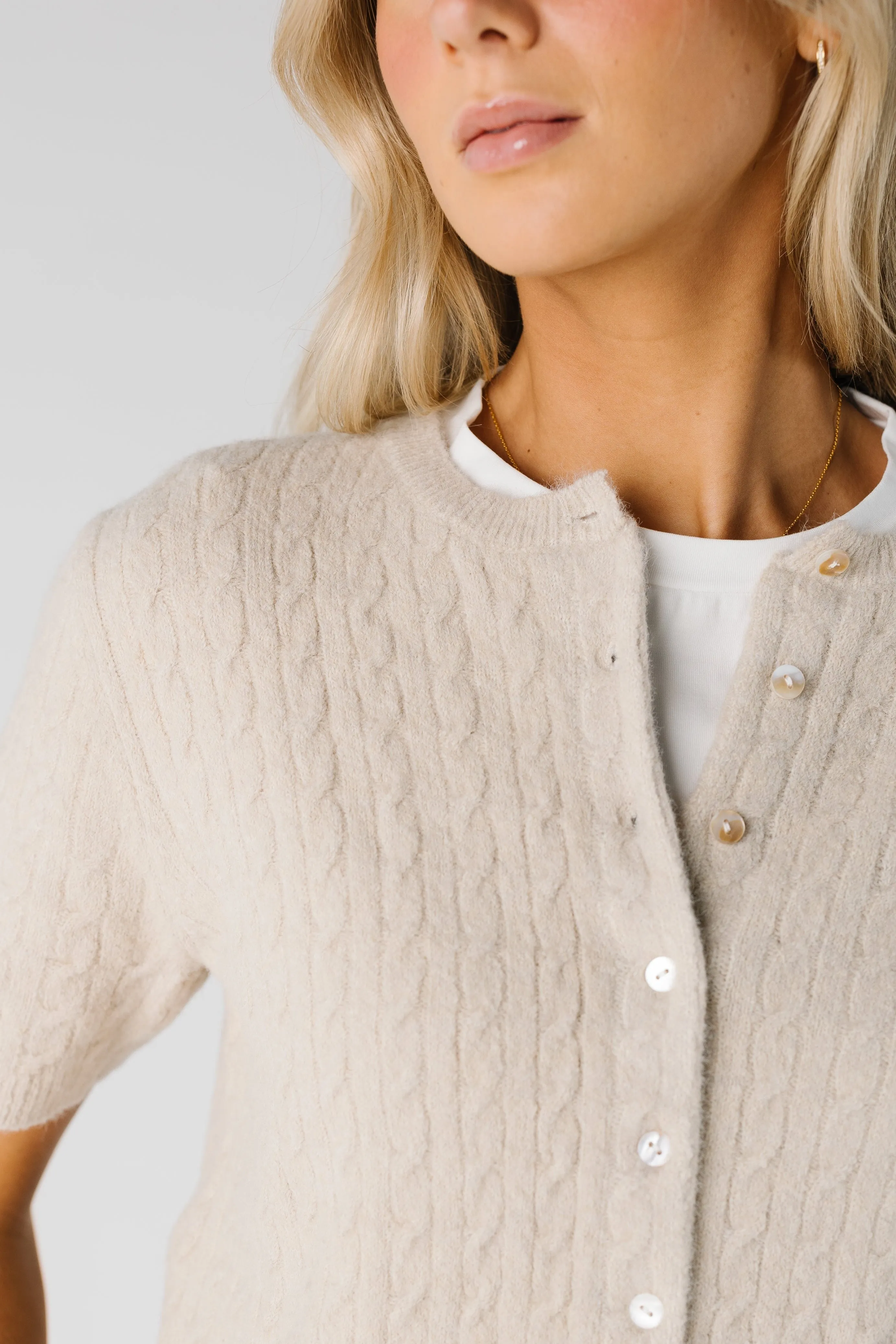 Lucy Cable Knit Short Sleeve Cardigan