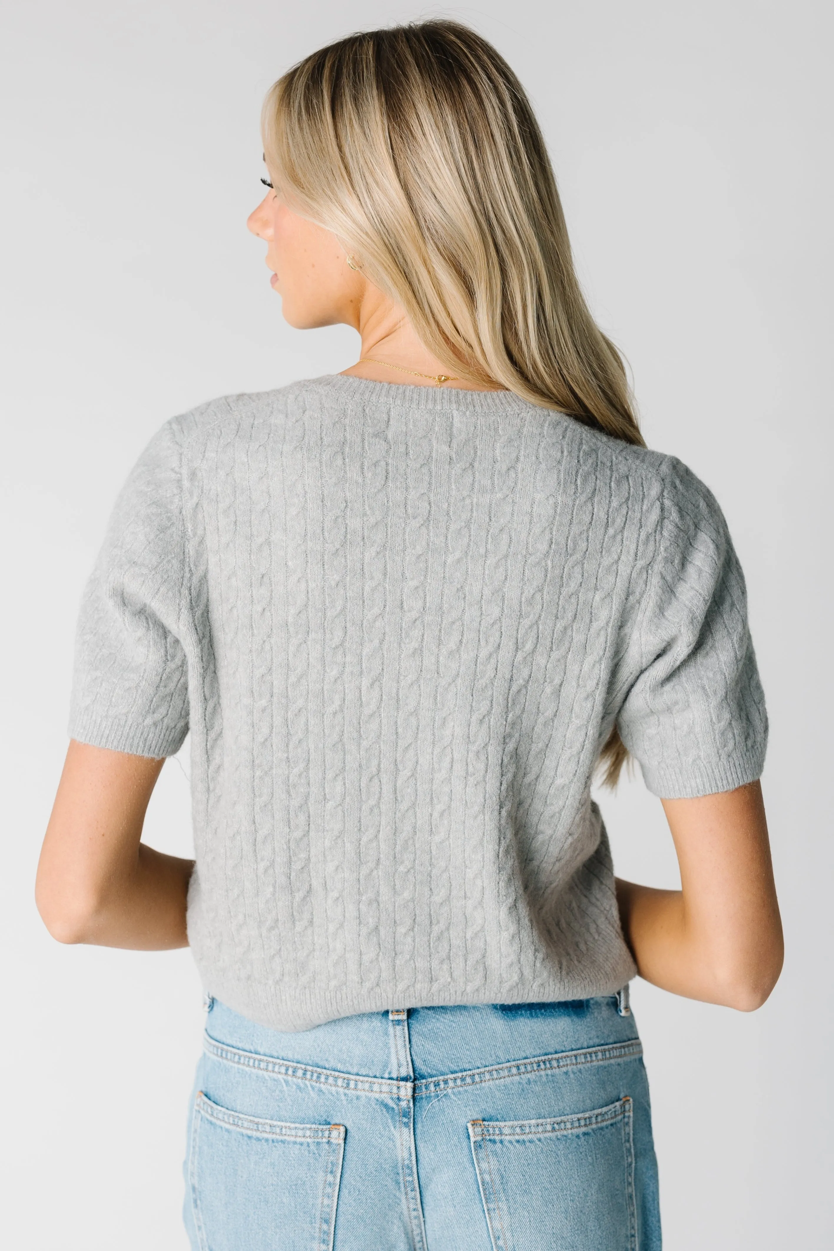 Lucy Cable Knit Short Sleeve Cardigan