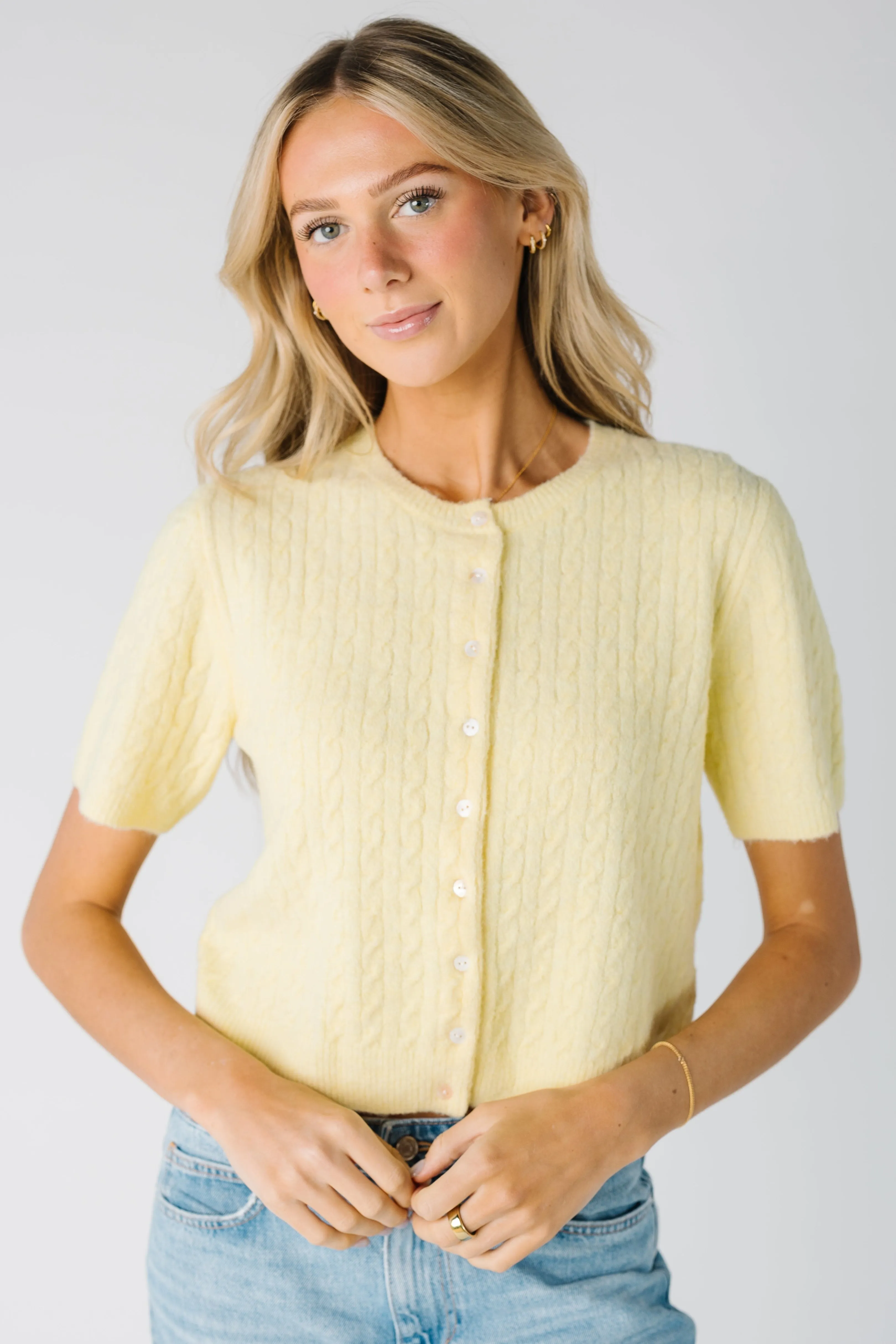 Lucy Cable Knit Short Sleeve Cardigan