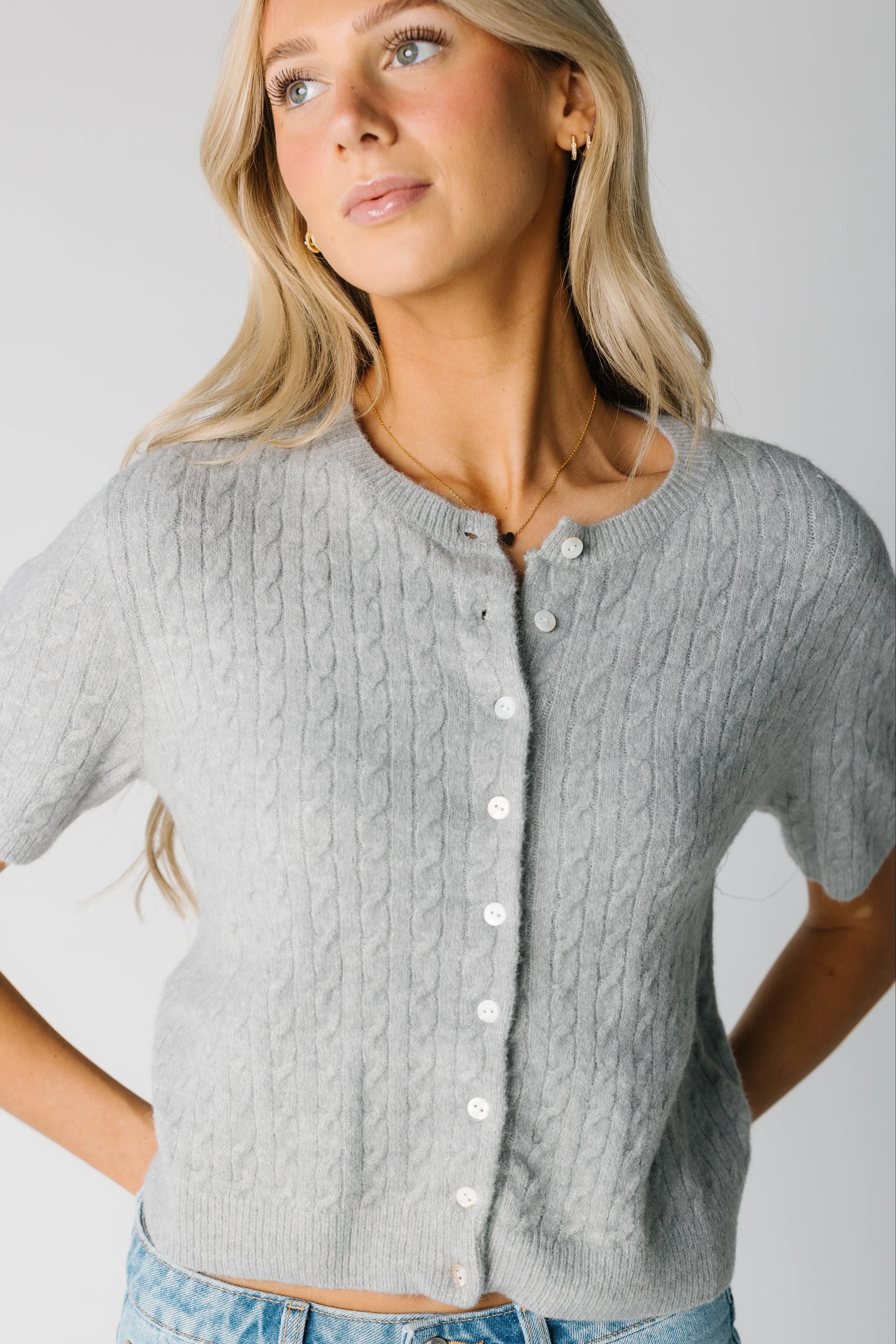 Lucy Cable Knit Short Sleeve Cardigan