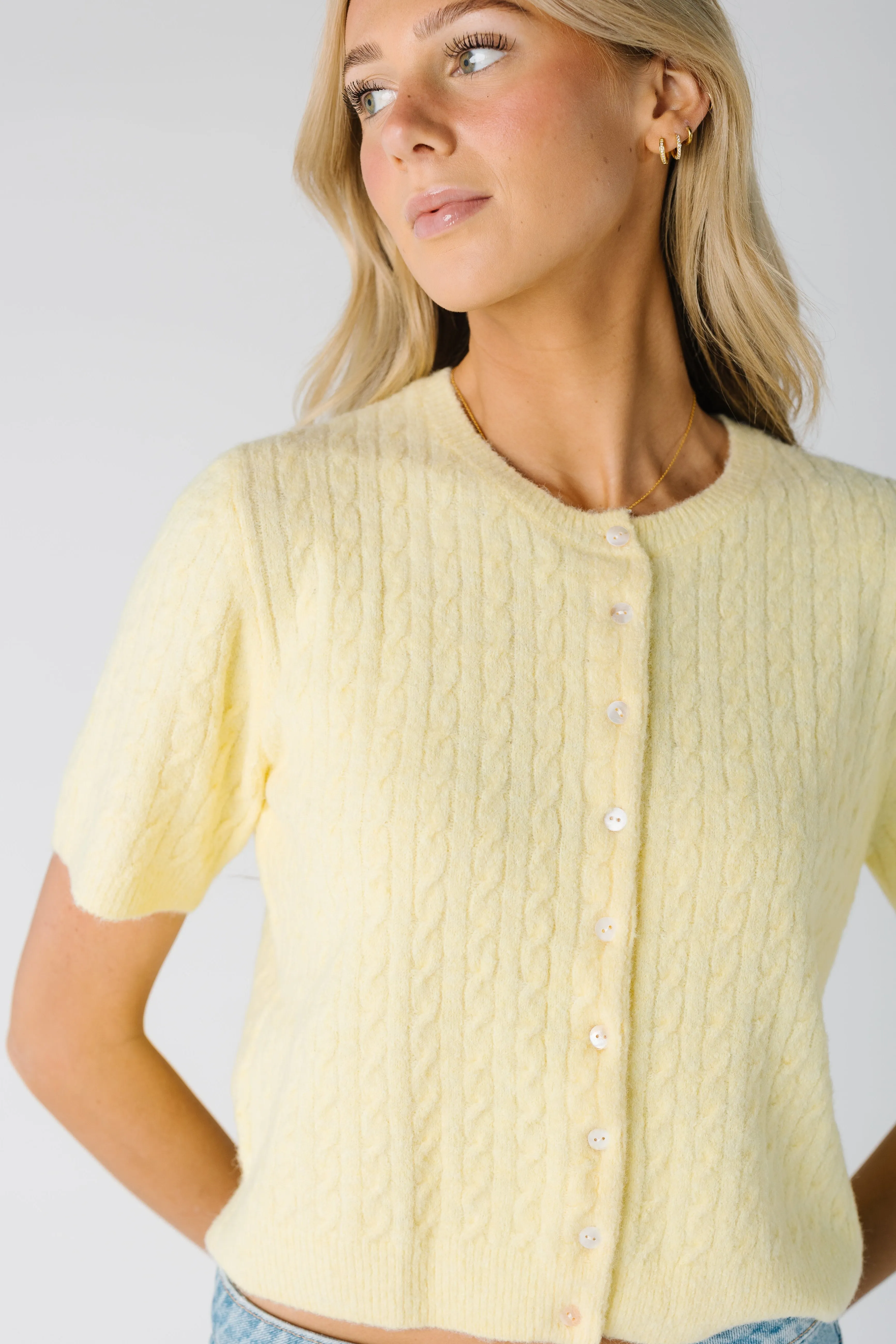 Lucy Cable Knit Short Sleeve Cardigan