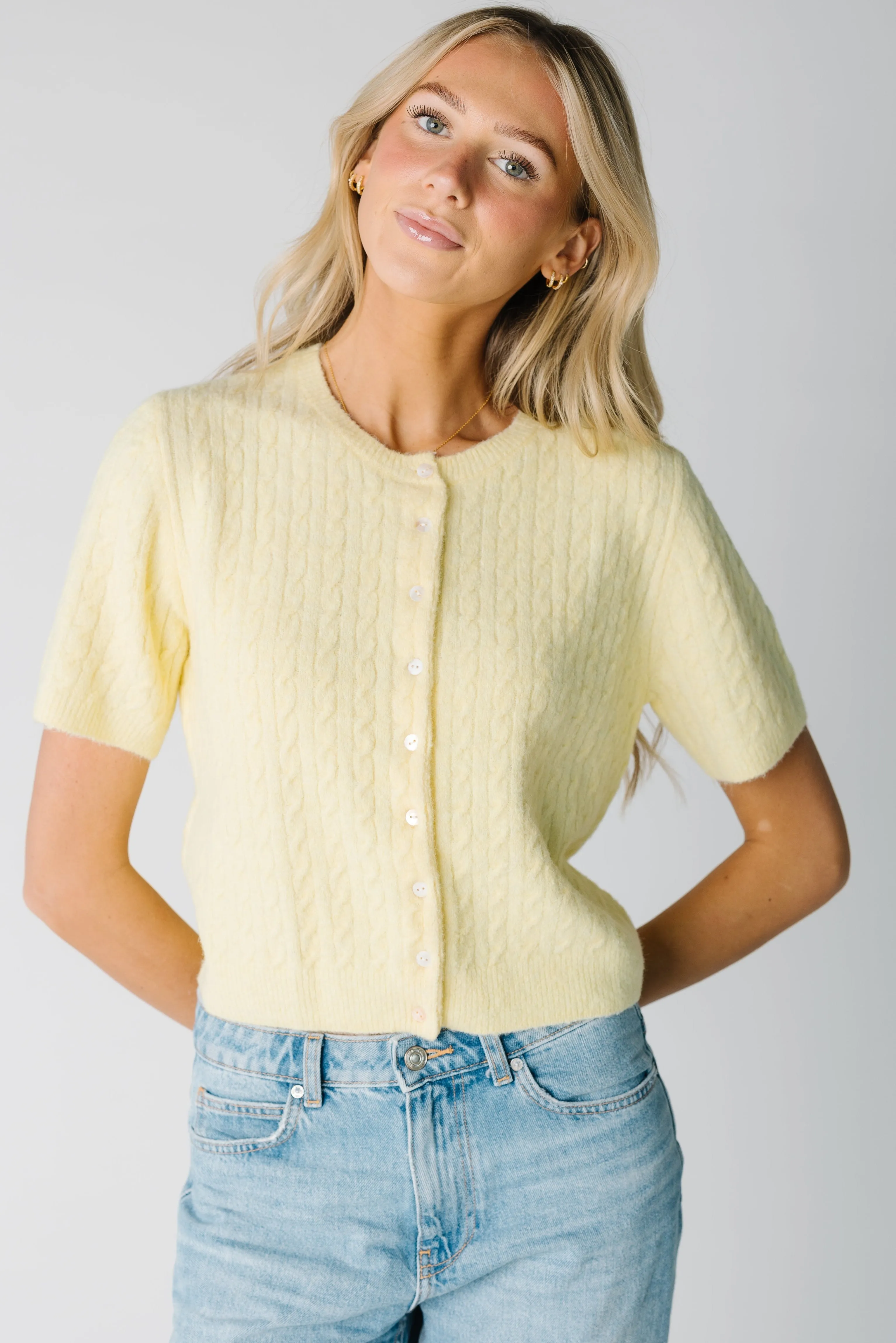 Lucy Cable Knit Short Sleeve Cardigan