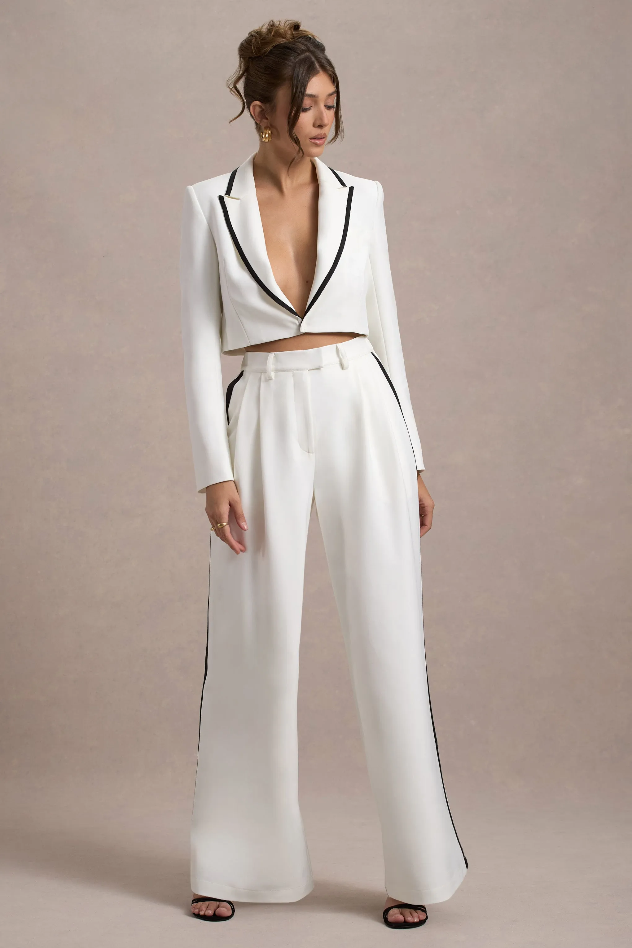 Marcie | White Tailored Cropped Blazer