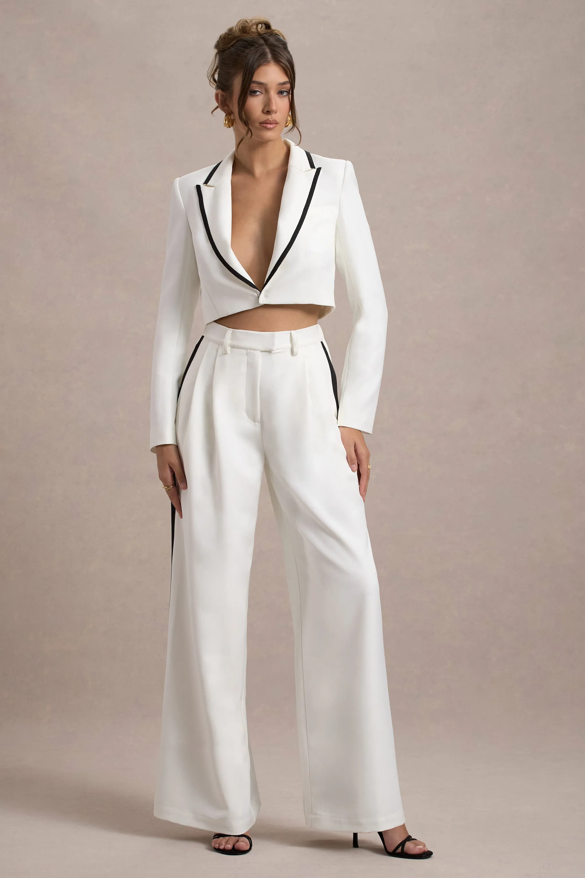 Marcie | White Tailored Cropped Blazer