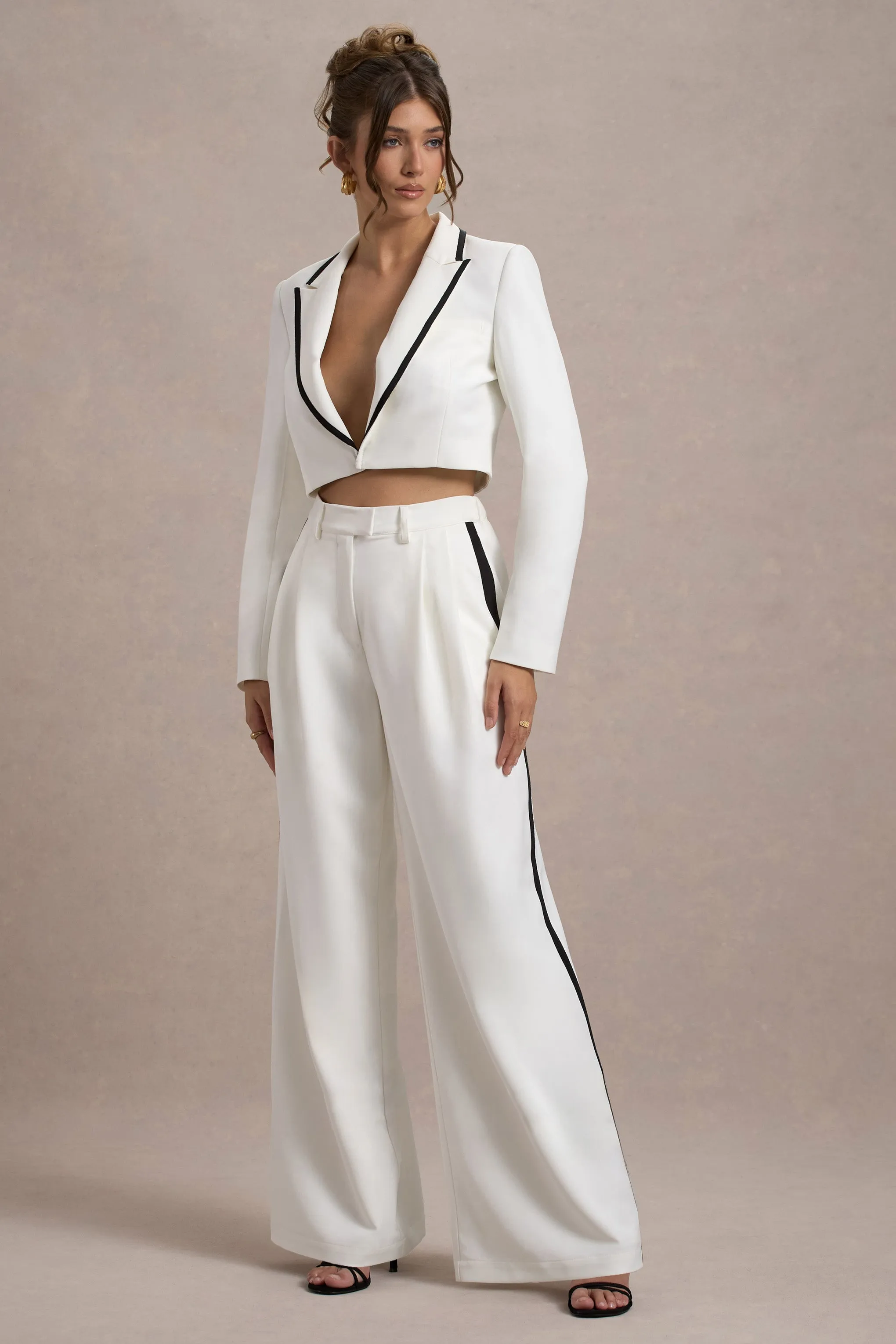 Marcie | White Tailored Cropped Blazer