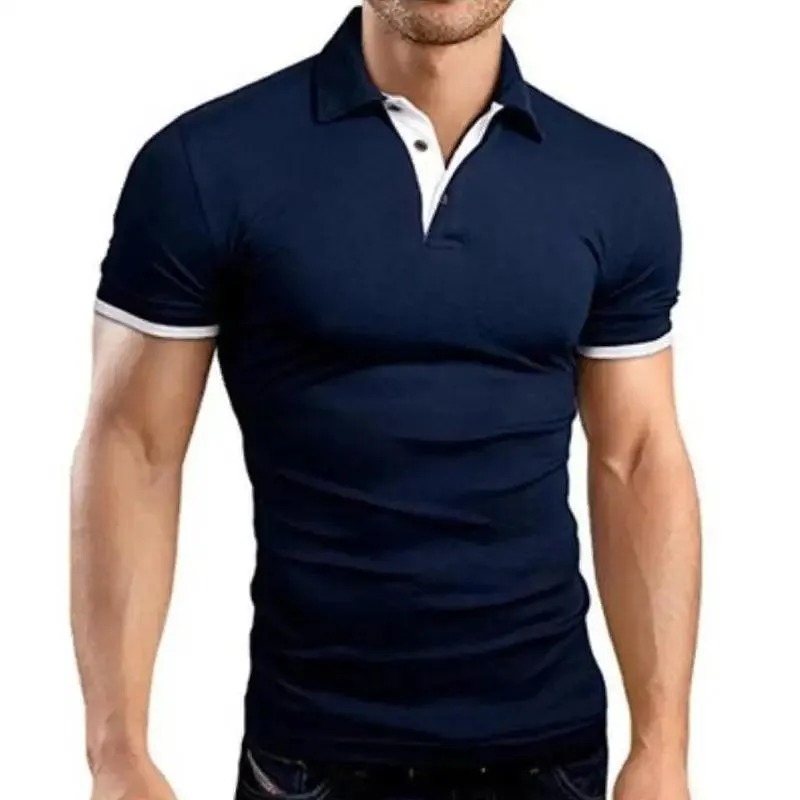 Men Summer Stritching Men's Shorts Sleeve Polo