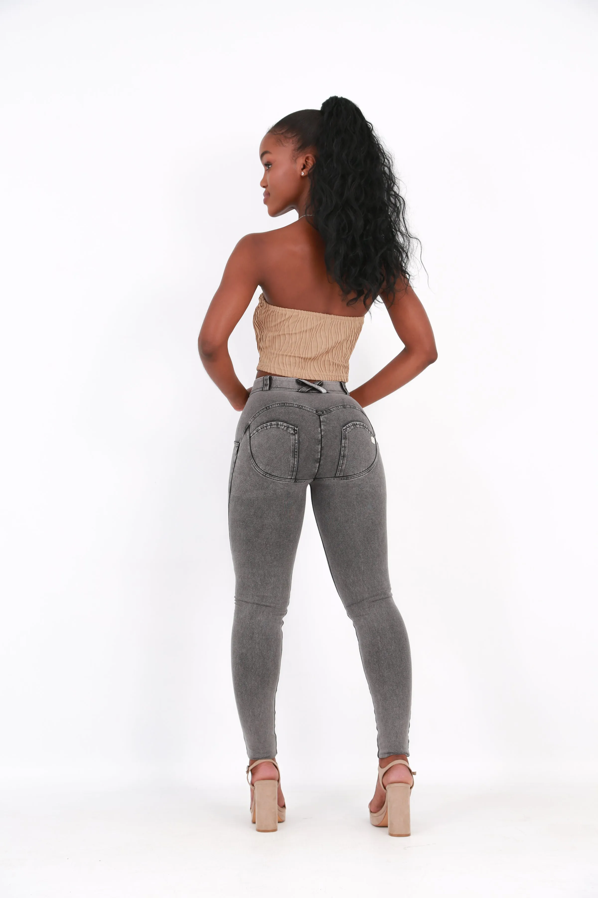 Mid waist  Butt lifting Shaping Jeans/Jeggings -  Black stone