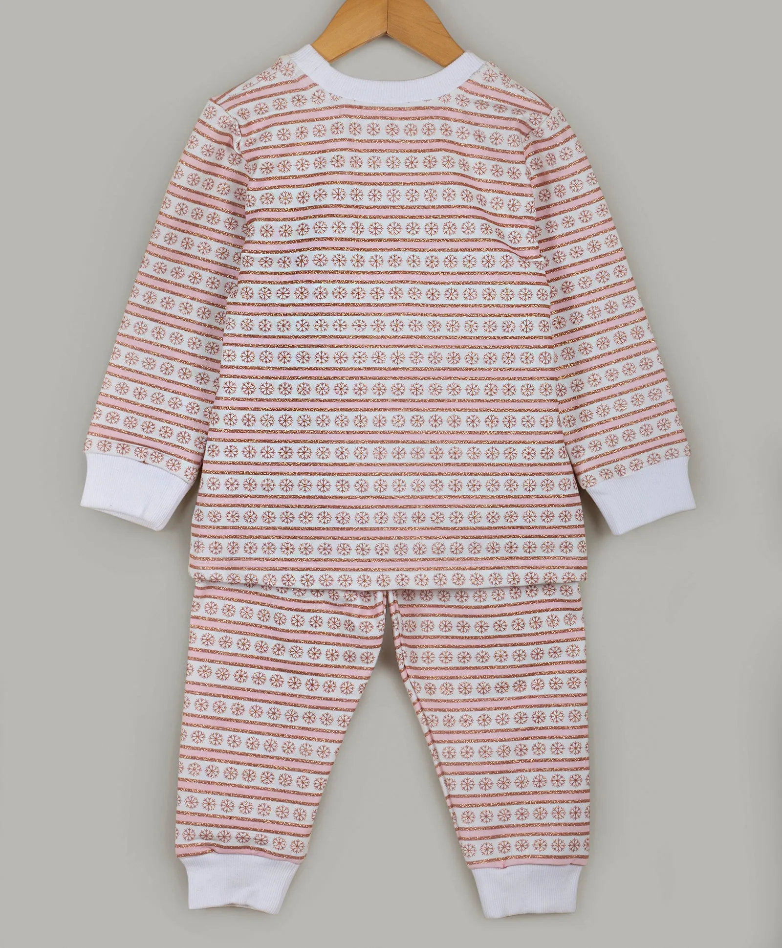 Pink snowflake Print tracksuit with glitter