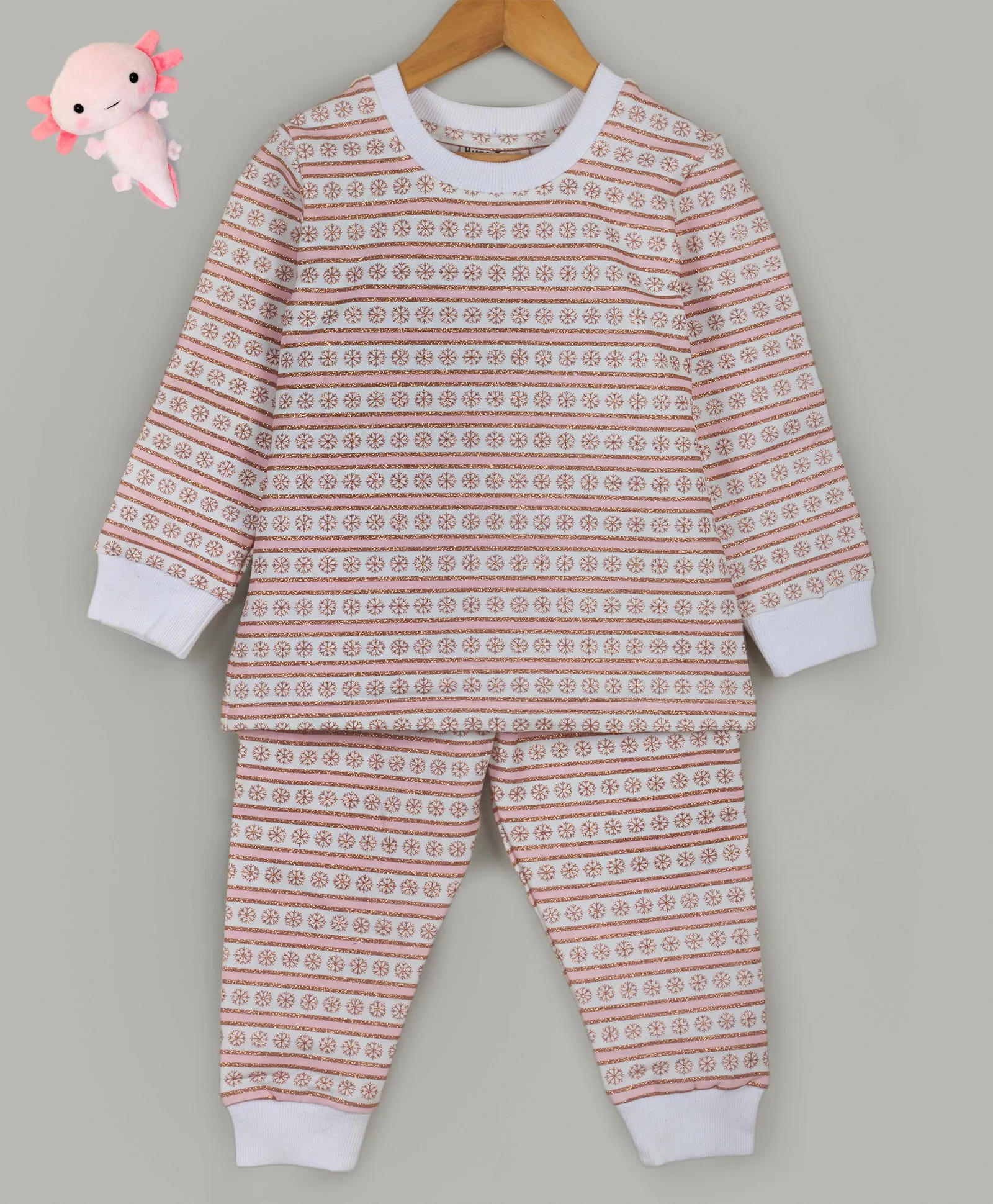 Pink snowflake Print tracksuit with glitter