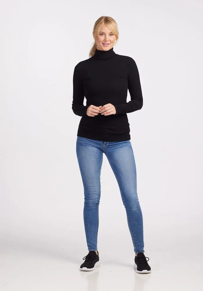 Sage Ribbed Turtleneck - Black