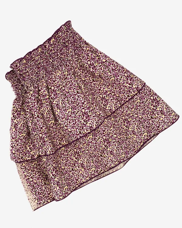 Smocked Shirred Fabric for Skirts | Purple Mini Leopard Print