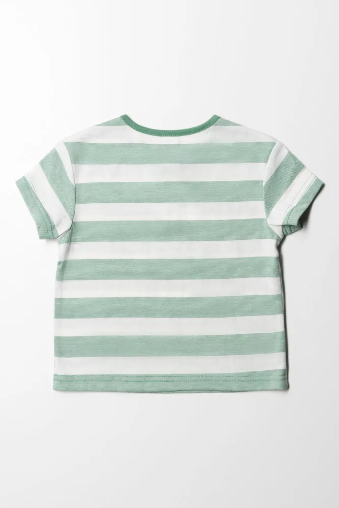 Stripe Henley T-Shirt Green