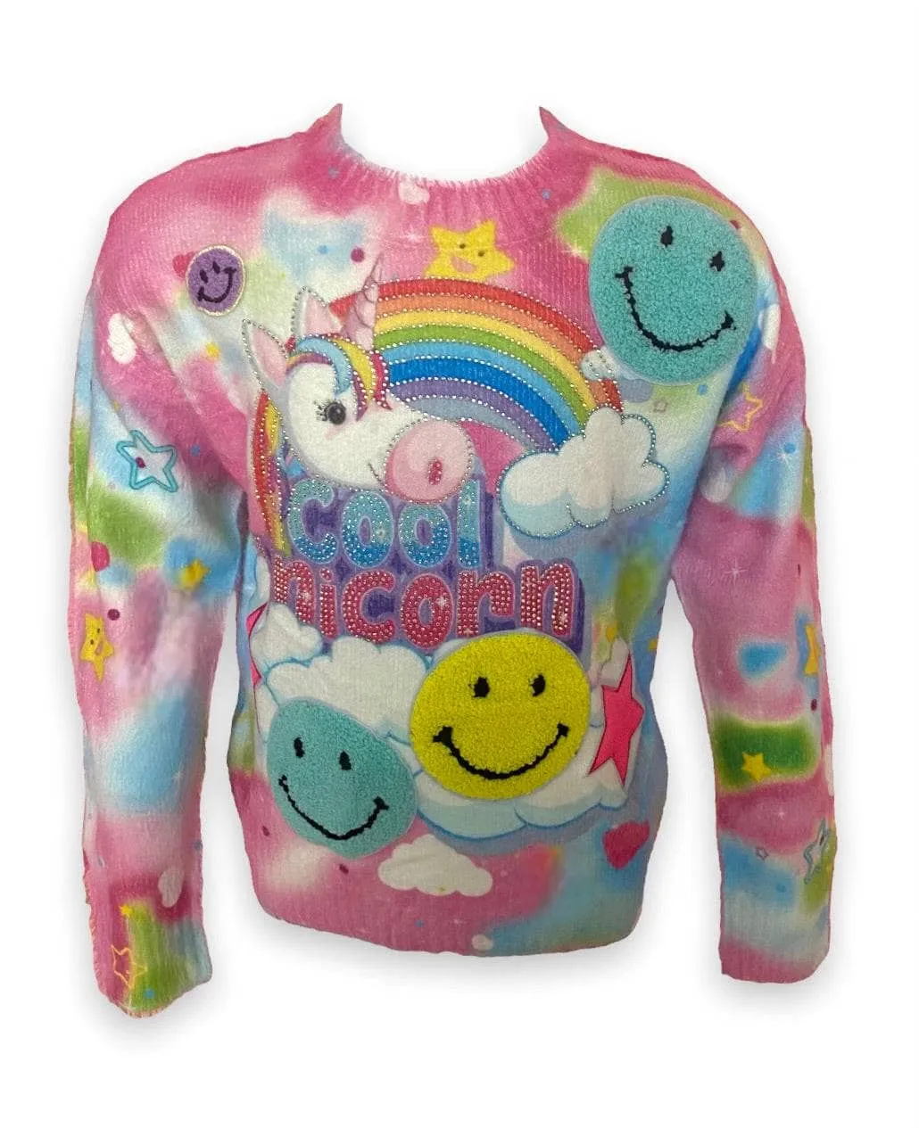 Tie Dye Patch Unicorn Sweater