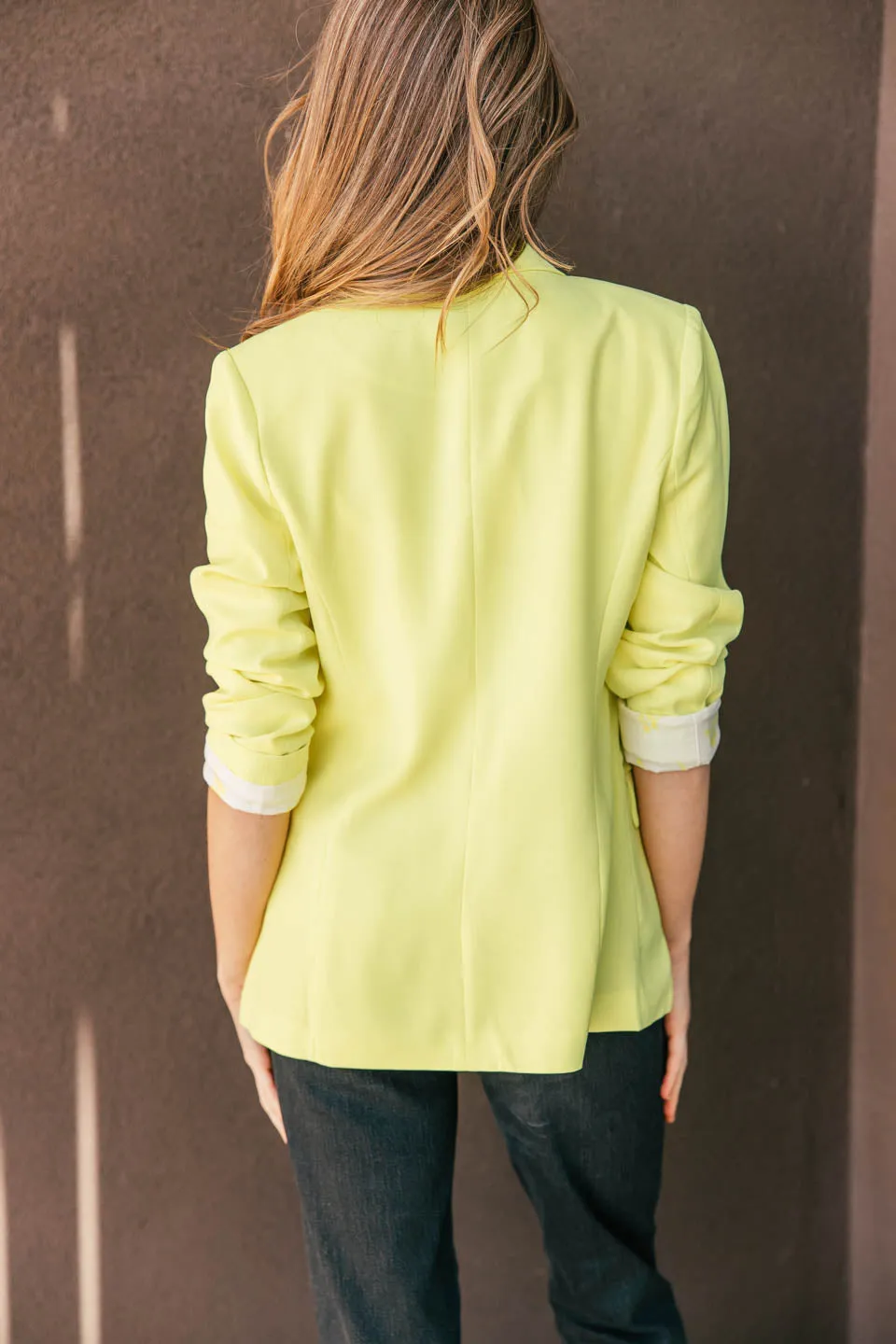 Top Notch Boyfriend Blazer in  Bright Yellow