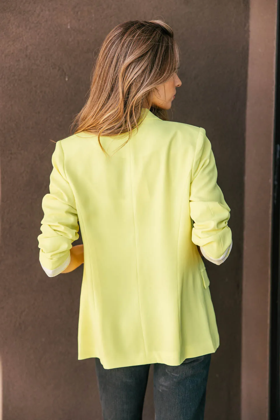 Top Notch Boyfriend Blazer in  Bright Yellow