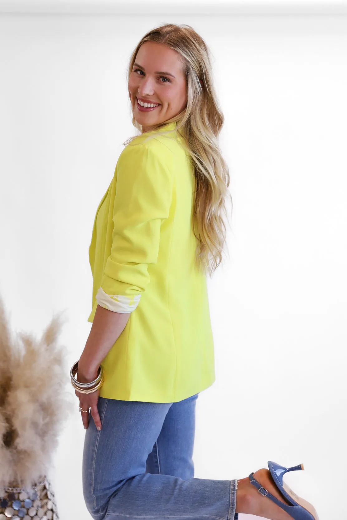 Top Notch Boyfriend Blazer in  Bright Yellow