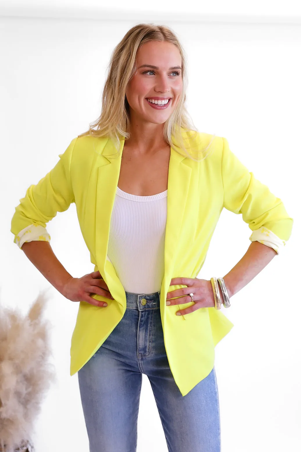 Top Notch Boyfriend Blazer in  Bright Yellow