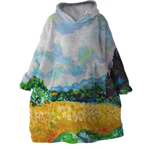 Van Gogh's Wheat Field Wearable Blanket Hoodie