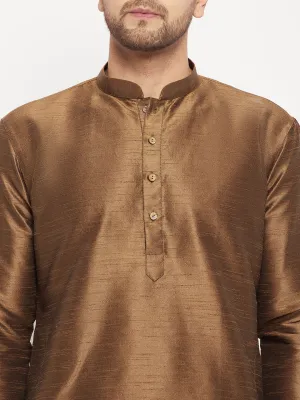 VASTRAMAY Men's Coffee Silk Kurta Set