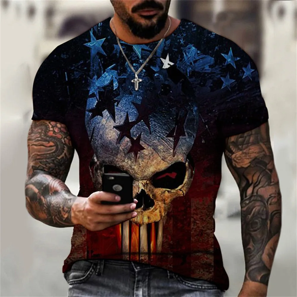 Vintage Skull 3D Print T-Shirts