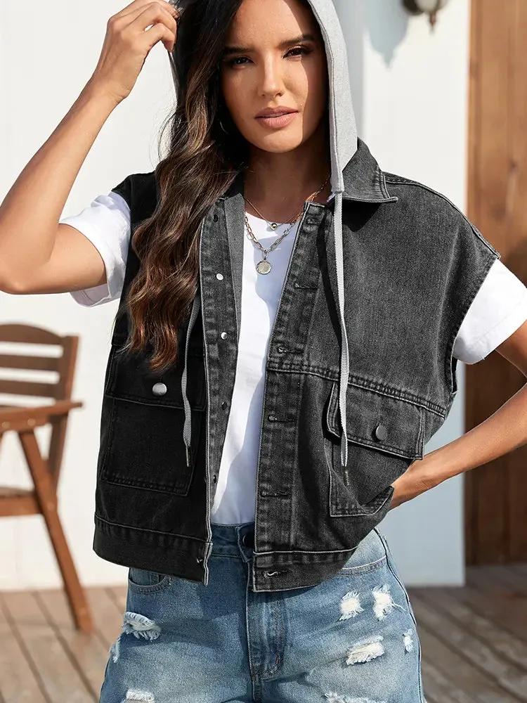 Vintage Washed Fitted Denim Vest