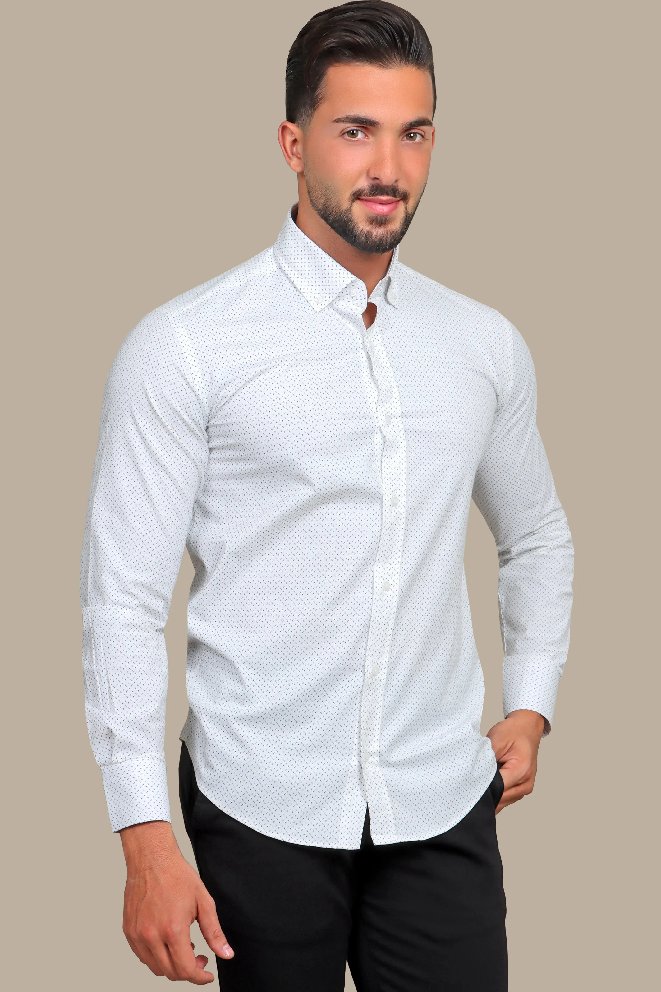 White Patterned Lycra Shirt