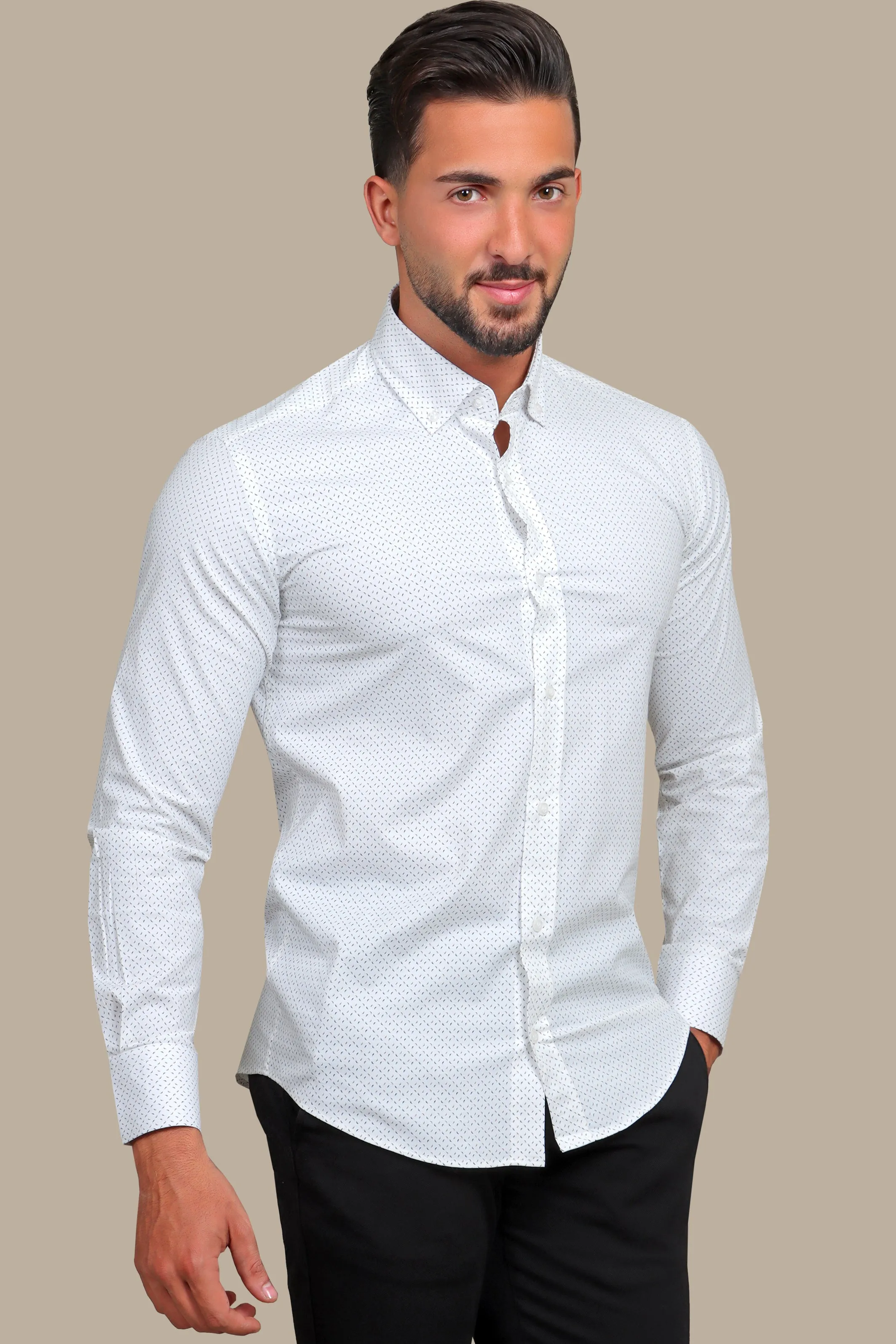 White Patterned Lycra Shirt