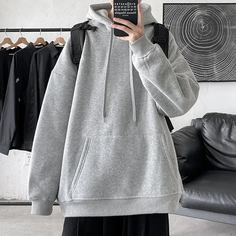 Wiaofellas  - Hoodies Sweatshirt Mens Black White Hip Hop Pullover Streetwear Casual Fashion Clothes Mens Oversized S-5XL Korean Harajuku